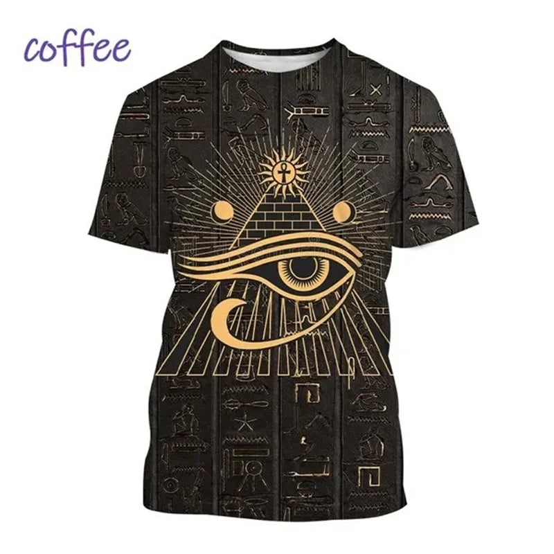 Horus Eye & Pharaoh 3D T-Shirt – Unisex Egyptian Streetwear Summer Tee