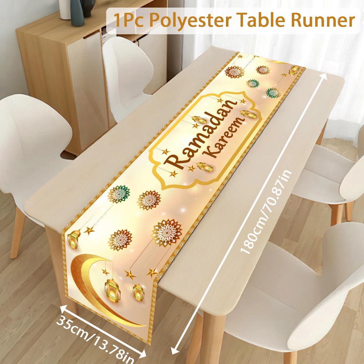 EID Mubarak Decoration Table Runner Ramadan Decor 2024 For Home Tablecloth Ramadan Kareem Islamic Muslim Party Eid Al-Fitr Gifts