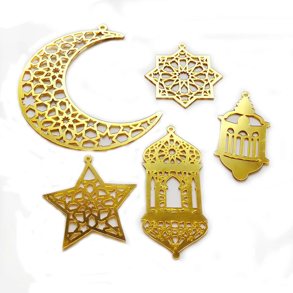 Eid Mubarak Hanging Decoration Acrylic Ramadan Moon Star Lantern Pendant Eid Mubarak Decoration 2026 Eid Party Ornament for Home