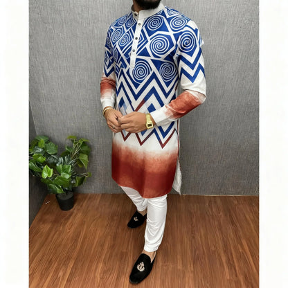 Longline White Shirts Muslim Men Prayers Clothes Luxury African Style Bronzing Vestido Arabe Para Hombre Tenue Marocaine Homme