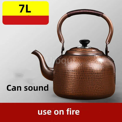 3L Pure Red Copper Boiling Kettle Handmade Vintage Copper Pot Home Teapot For Gas/Induction Cooker Tea Infuser Health Tea Kettle