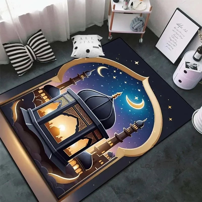 Soft Islamic Prayer Rug for Muslim Women, Elegant Carpet, Home Decoration Portable Prayer