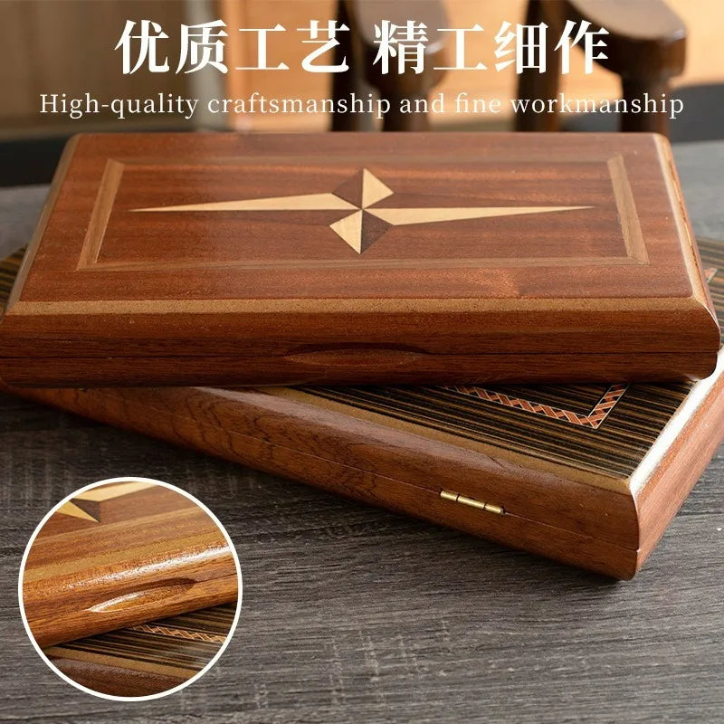 Solid Wood Backgammon Set Educational Family Board Game Leisure Entertainment