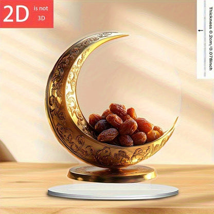 2D Bohemian Style Acrylic 2D Crescent Moon Calendar Islamic Ramadan Decoration Multi-Functional Desktop Ornament