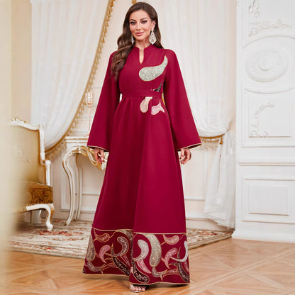 Elegant Eid Muslim Evening Party Jalabiya Marocain Dress Ramadan Arabic Embroidery Abaya Islamic Turkish Moroccan Kaftan Gown
