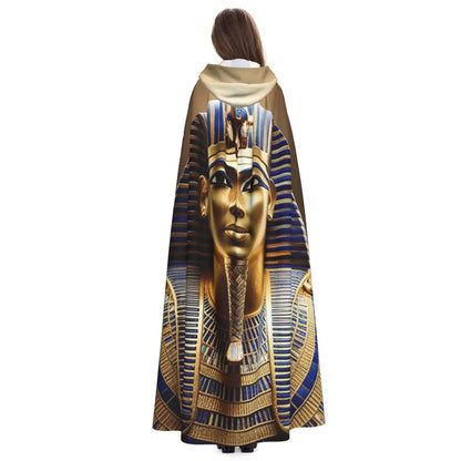 Pharaoh Golden Crown Hooded Cape – Egyptian Cosplay Cloak for Adults