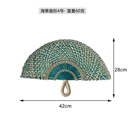 Seaweed woven Nordic hand-woven decoration home wall hanging living room porch background home wall fan pendant