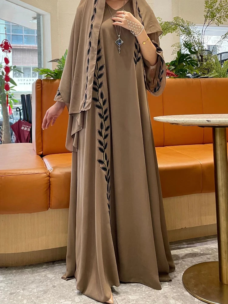 The Eid Set – 2-Piece Embroidered Abaya with Scarf for the Muslim Woman