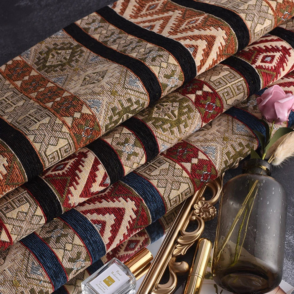 148x100cm Thickener Chenille Jacquard Sofa Fabric Cloth Stripe Luxury Anti-Slip Sofa Cover Boho Fabric Set Luggage DIY Clothing