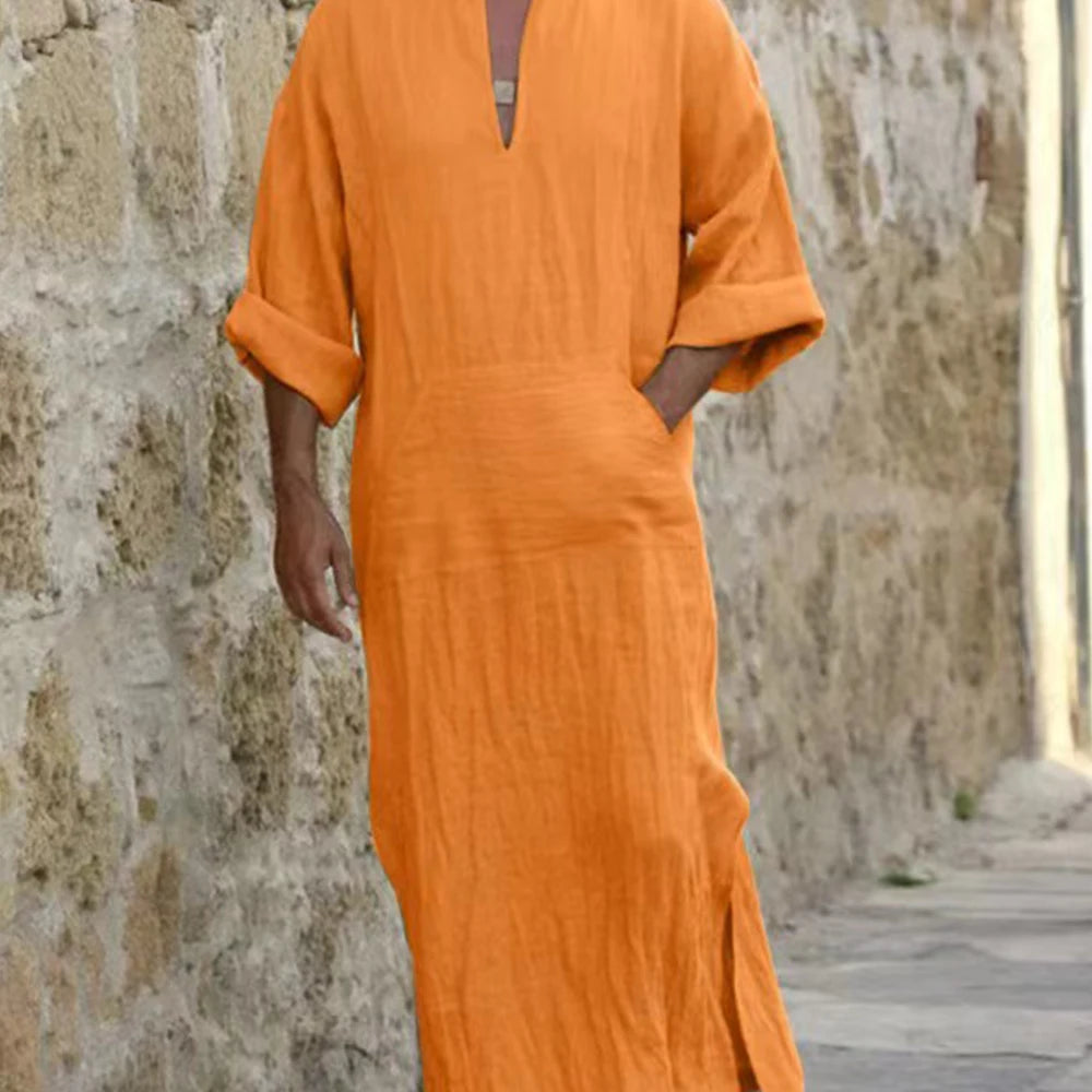 Short Sleeve Solid Color Men Muslim Islamic Kaftan Robe Jubba Thobe Kaftan Muslim Robe Casual Dubai Saudi Arabia Abaya Robes 5XL