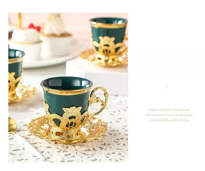 Gilded Finjan – Golden Border Turkish Coffee Cups with Saucers