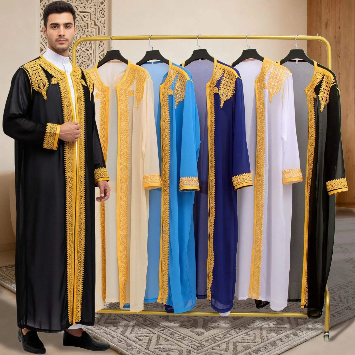 Men's Muslim Clothing Modest Fashion Abaya Thobes  for Muslim Men Modesty Dress Code Islamic Wear for Men