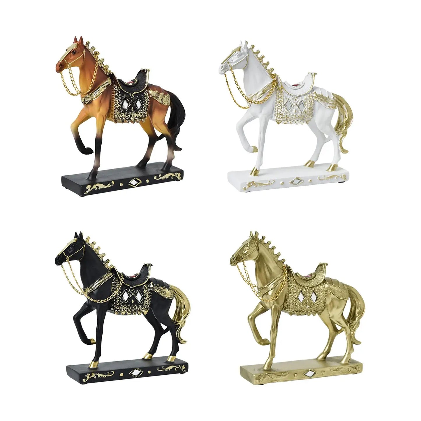 Horse Statue Decorative Resin Horse Sculpture for Bookcase Furniture Bedroom