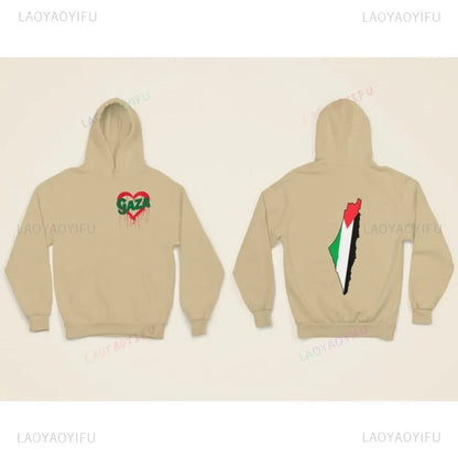 Palestine Hoody A Bleeding Heart and Gaza Map Classic Hoodie Designs Cool Palestine Hoodies Men Women Daily Life Sweatshirts