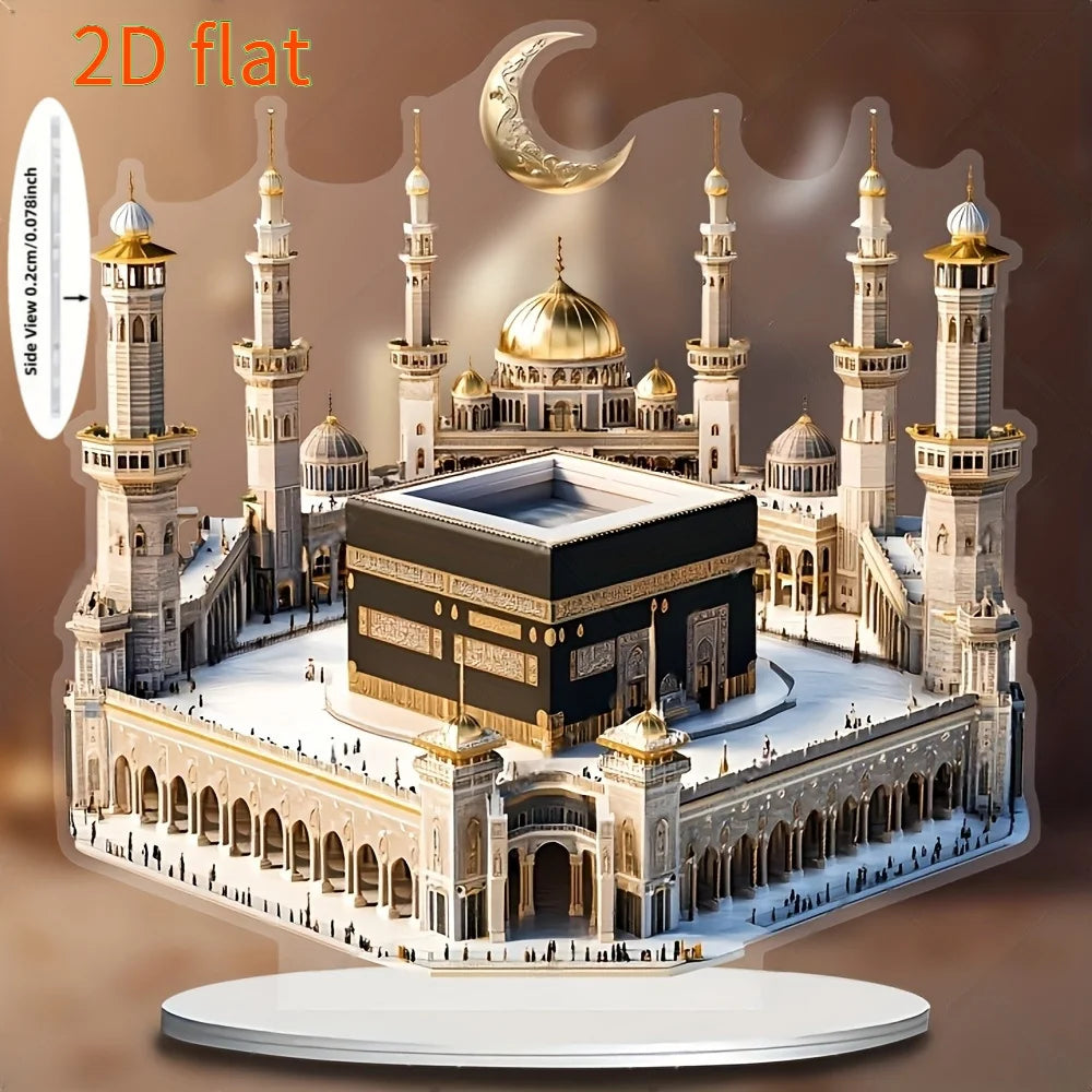 1Pcs Acrylic Mosque Model Desktop Decoration for Eid Al Fitr and Ramadan Home Decoration Desktop Party Decoration Supplies