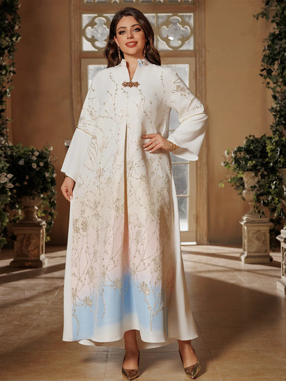 Gradient Grace – The Jacquard Homewear Kaftan for the Arab Woman in America