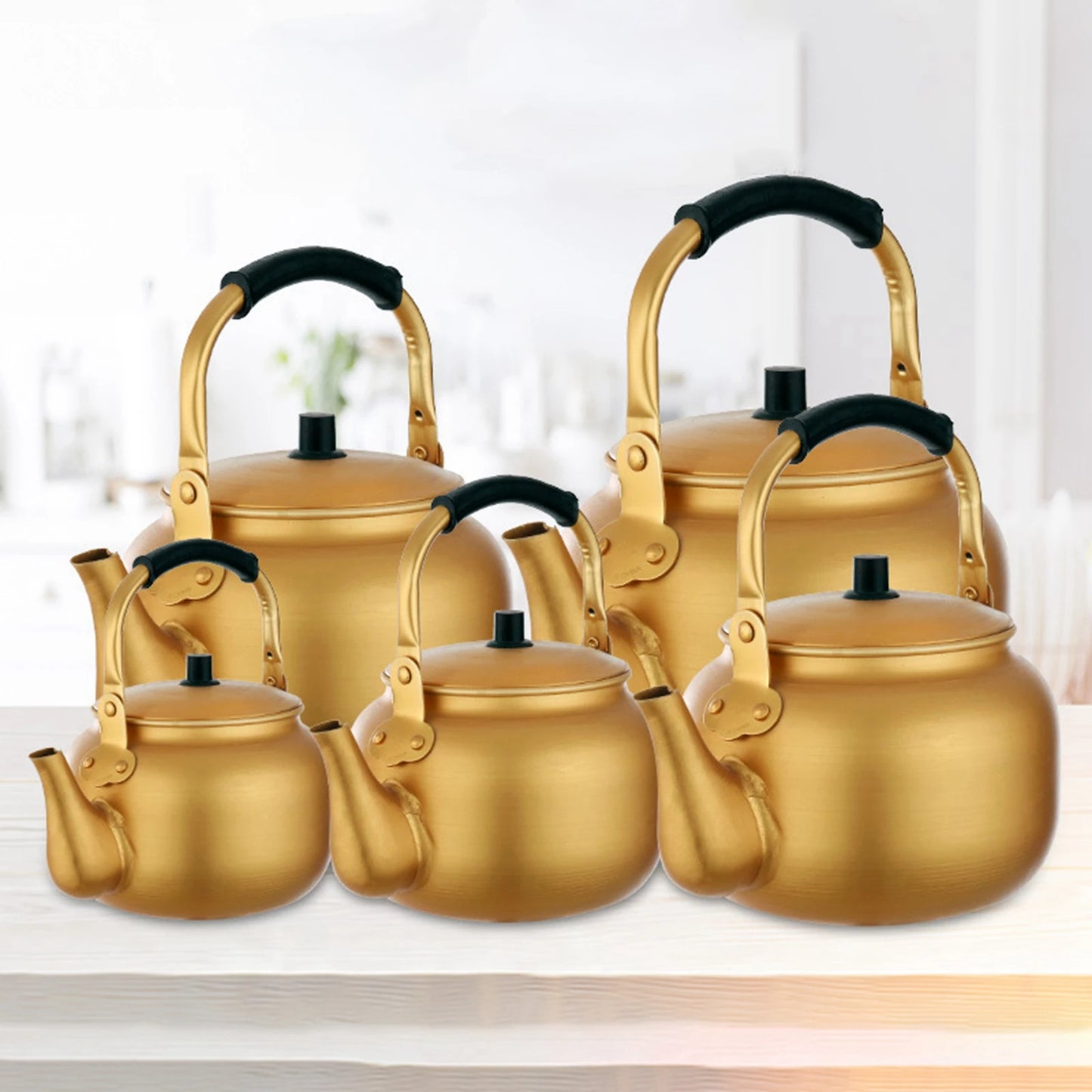 TQH Gold Water Kettle Stovetop Tea Pot Ergonomic Handle Coffee Pot Multifunction Tea Kettle Gas Stove Kettle for Hiking Kitchen