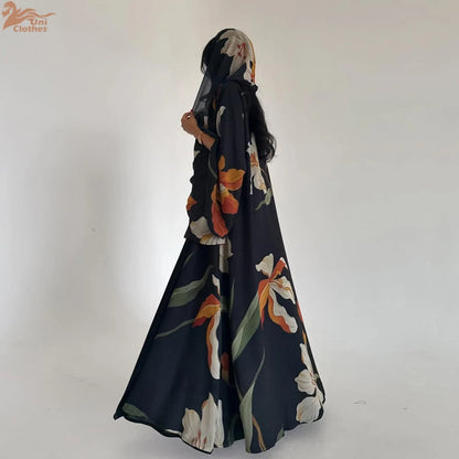Floral & Feminine – The Print Cardigan Set with Hijab for the Muslim Woman in America