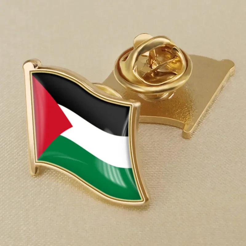 3-Piece Palestine Flag Brooch Set – Metal Enamel Lapel Pin, Country Souvenir
