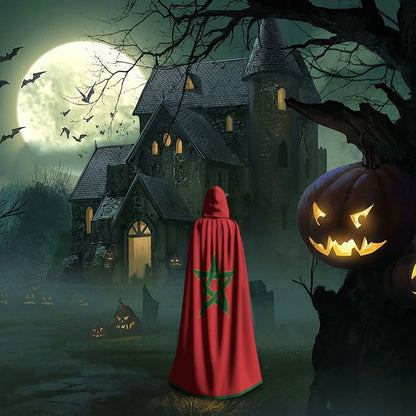 Adult Vampire Cape Hooded Robe Halloween Morocco Cloak Full Length Cosplay