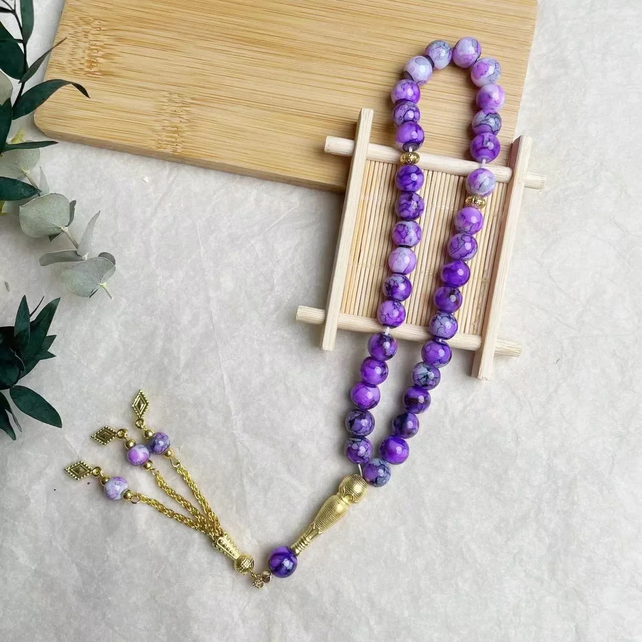 10mm 33 Beads Tassel Glass Muslim Prayer Beads Tasbih Islamic Tasbeeh Charm Bracelet Allah Mohammed Ramadan Arabic Jewelry Gifts