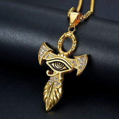 Gold Ankh Cross Pendant – Stainless Steel Key of Life Necklace for Men & Women