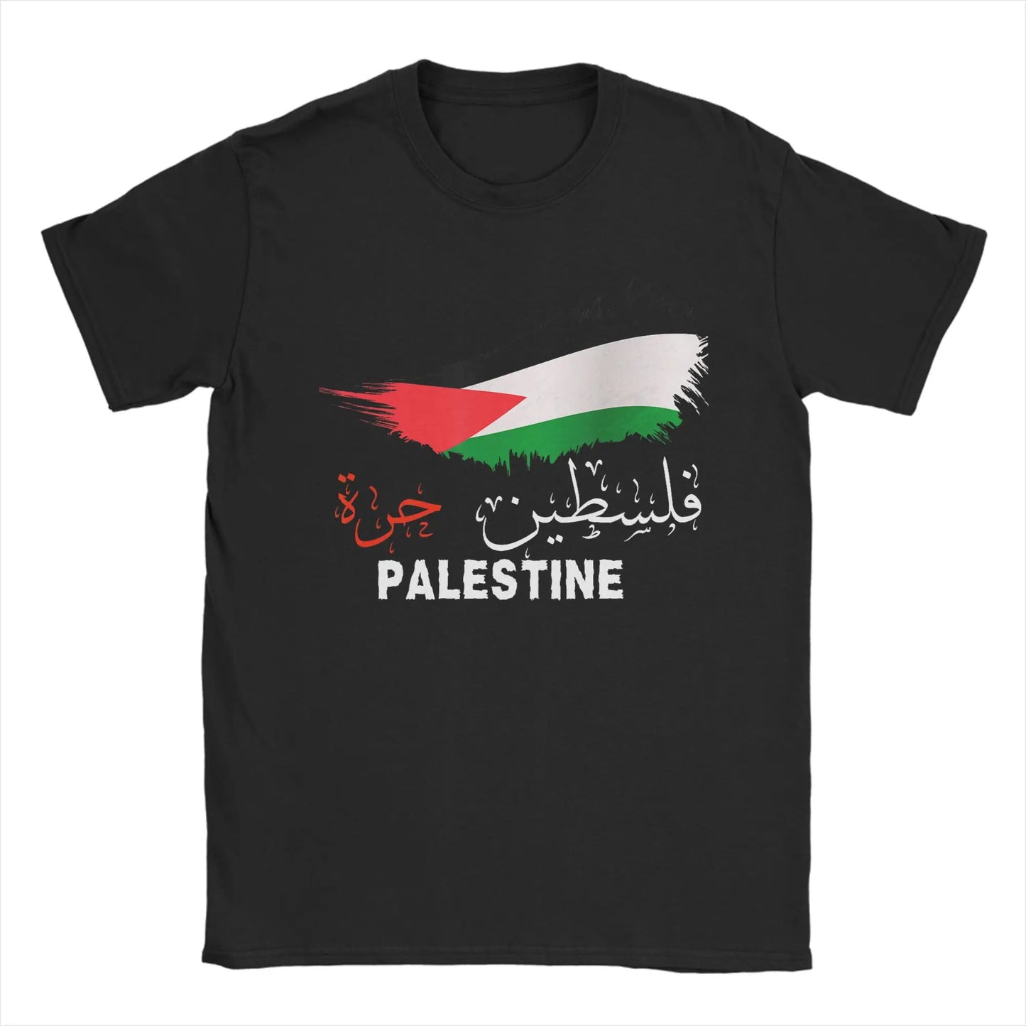 Vintage Gaza in Arabic Palestine Flag T-Shirt for Men Round Collar Pure Cotton T Shirts  Short Sleeve Tee Shirt 6XL Clothes