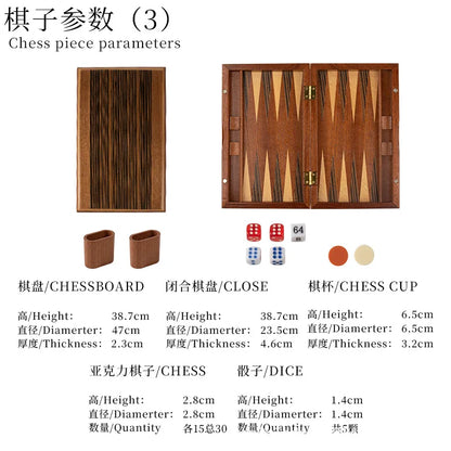Solid Wood Backgammon Set - Educational Tabletop Board Game for Family Entertainment & Leisure