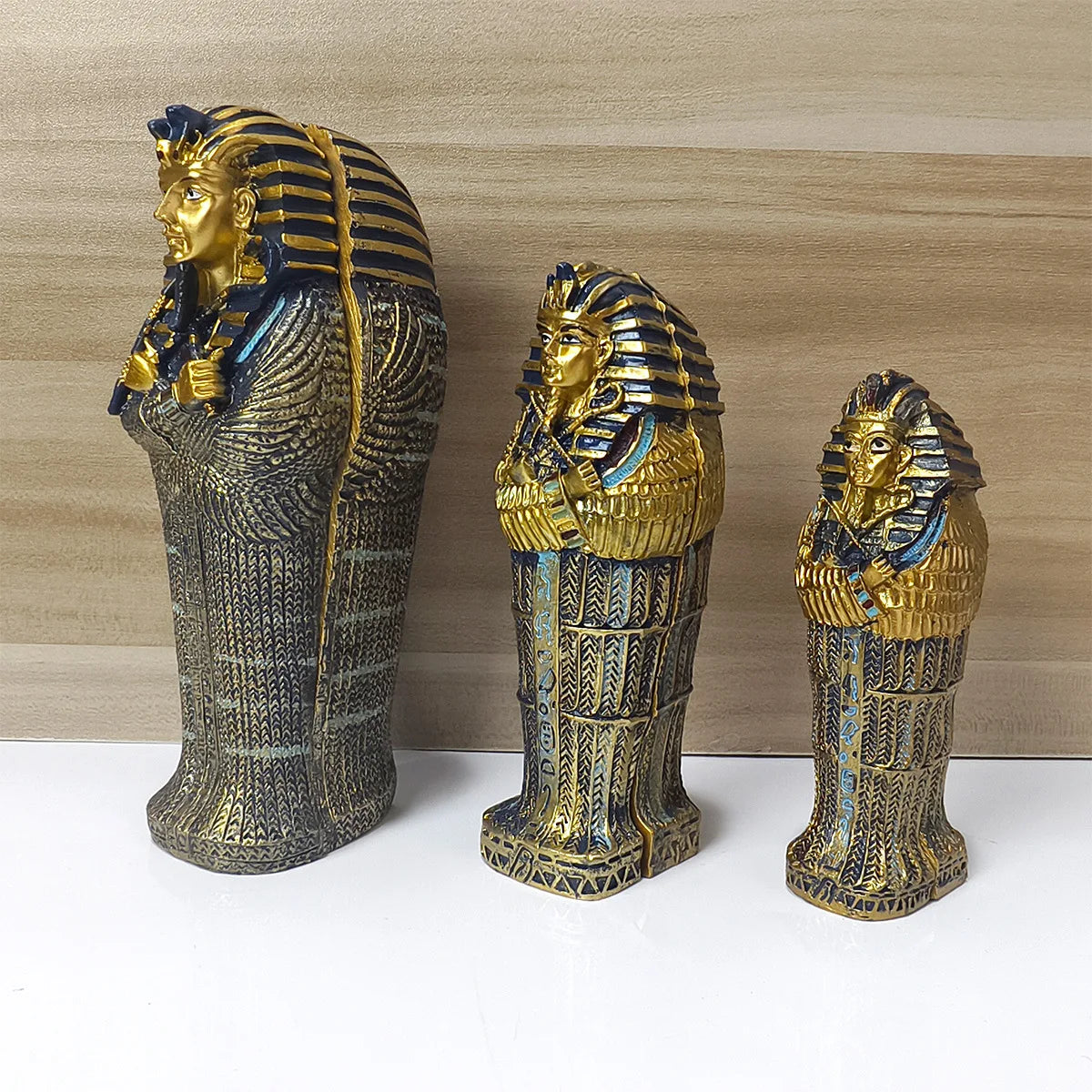 Tutankhamun Coffin & Mummy Ornament – Egyptian Pharaoh Handicraft Decor