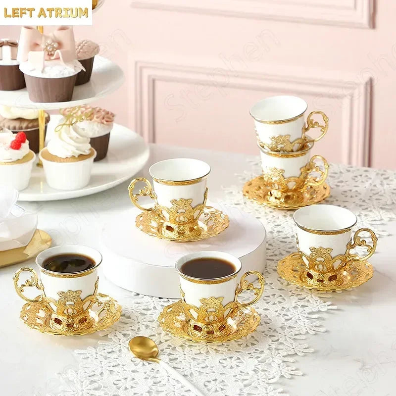Gilded Finjan – Golden Border Turkish Coffee Cups with Saucers
