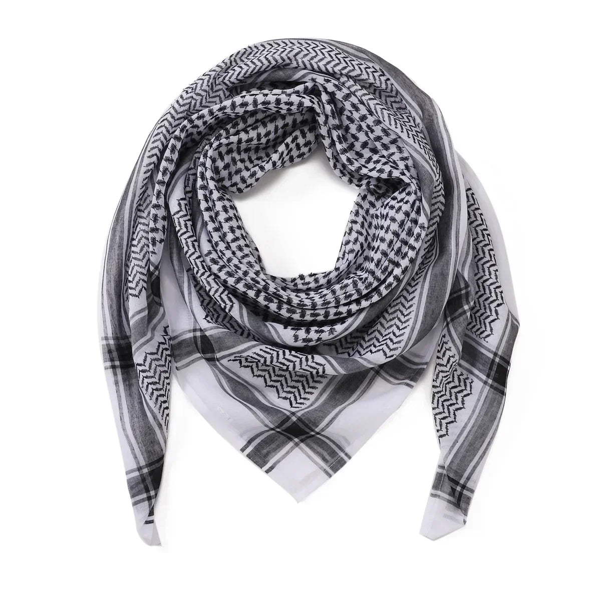 Arab Shemagh Muslim Keffiyeh Head Wrap Tactical Desert Head Neck Scarf Military Shawl Arabic Scarf Headwear with Agal Rope