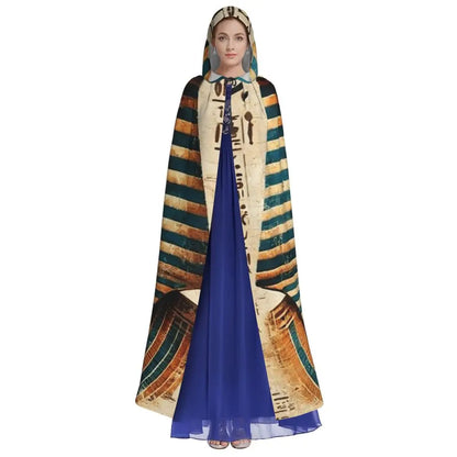 Pharaoh Golden Crown Hooded Cape – Egyptian Cosplay Cloak for Adults