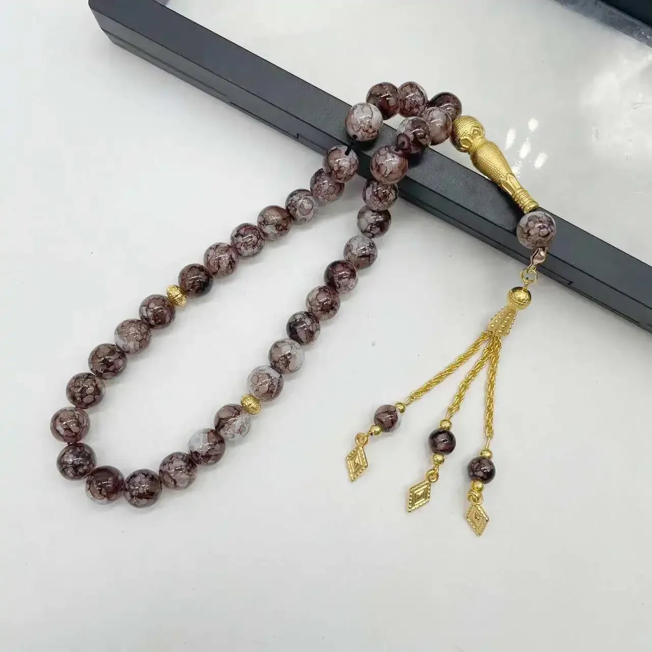 10mm 33 Beads Tassel Glass Muslim Prayer Beads Tasbih Islamic Tasbeeh Charm Bracelet Allah Mohammed Ramadan Arabic Jewelry Gifts