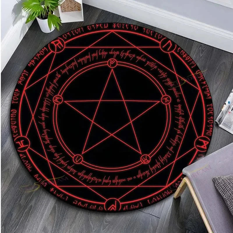 Cartoon Magic Circle, Celestial Star Pattern, Dark Series Theme, Home Decorative Round Carpet, Game Room Floor Mat