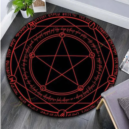 Cartoon Magic Circle, Celestial Star Pattern, Dark Series Theme, Home Decorative Round Carpet, Game Room Floor Mat