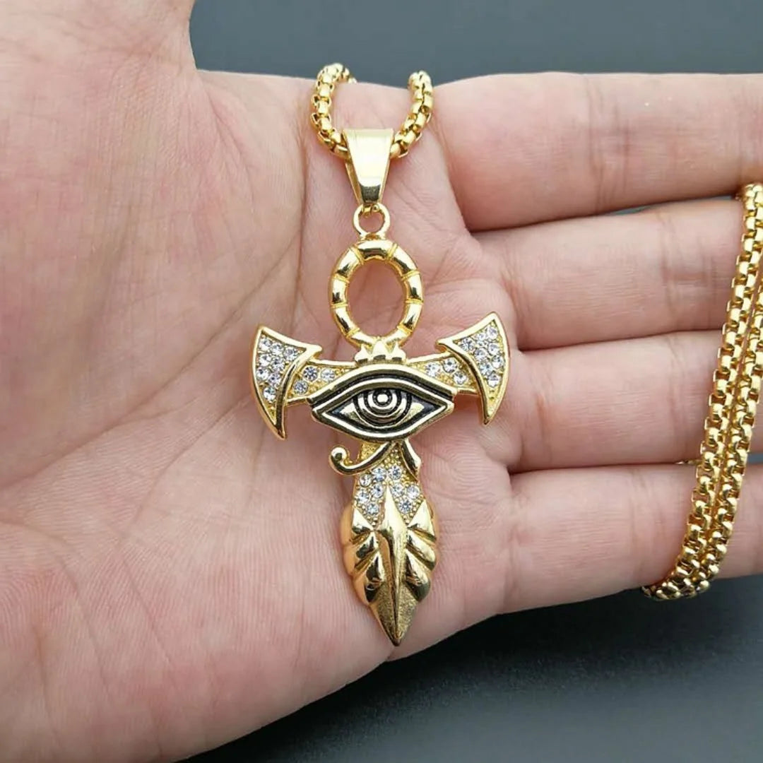 Gold Ankh Cross Pendant – Stainless Steel Key of Life Necklace for Men & Women