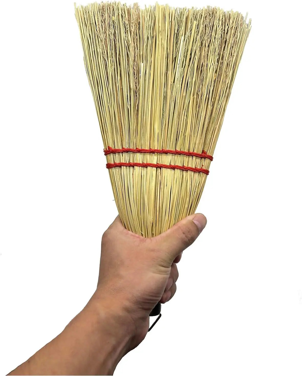 12 Inch Corn Broom Mini Whisk, Natural Straw with Metal Hang for Outdoor Porch Driveway Halloween Decor