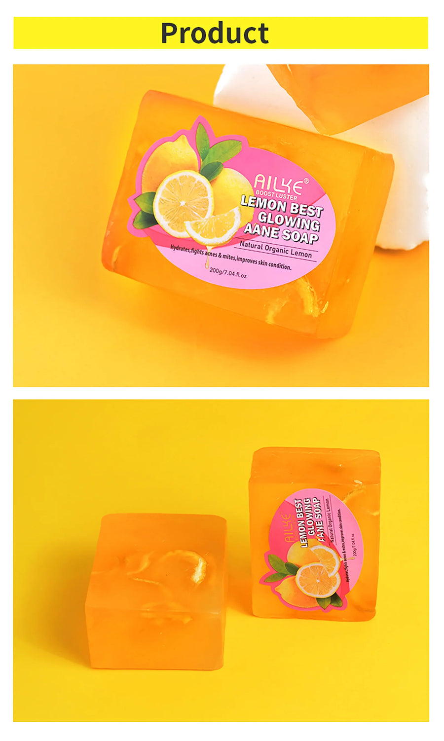 The Lemon Light – Dark Spot & Acne Remover Soap with Olive Oil (200g)