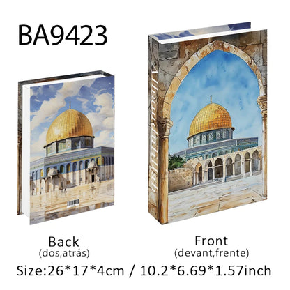 Islamic Kaaba Mosque Luxe Fake Book Storage Box Home Interior Decoration Decorative Books Coffee Table Bedroom Living Room Decor