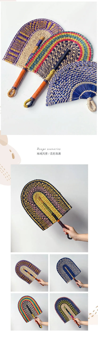 Seaweed woven Nordic hand-woven decoration home wall hanging living room porch background home wall fan pendant