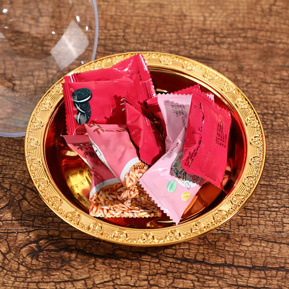 Ramadan Cake Tray with Clear Dome Lid Eid Metal Eid Mubarak Candy Tray Reusable Dessert Box Food Storage Organizer Nuts, Candies