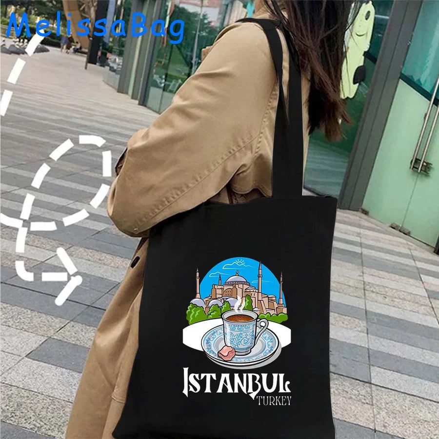 Istanbul in Watercolor – Sultan Ahmed & Galata Skyline Tote