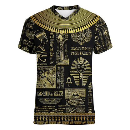 3D Pharaoh Graphic T-Shirt – Men's Egyptian History V-Neck Tee