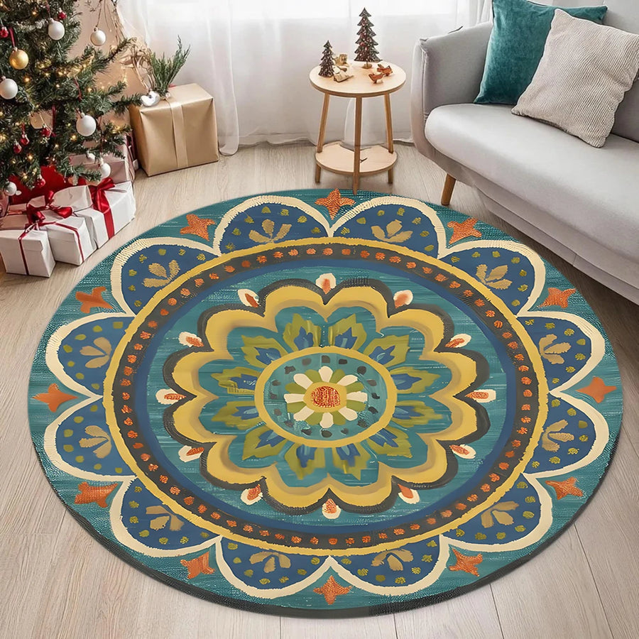 The Tribal Star – 3D Woven Circular Bohemian Carpet