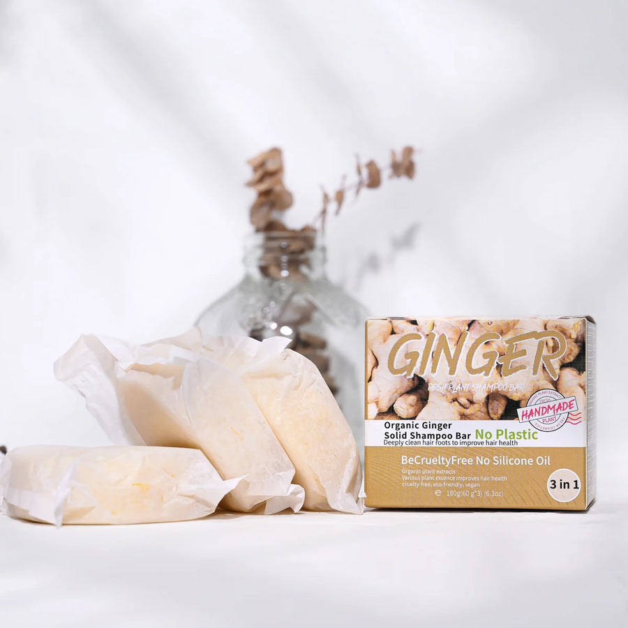 The Ginger Cleanse – 3-Piece Solid Shampoo Bar with Plant Essential Oils