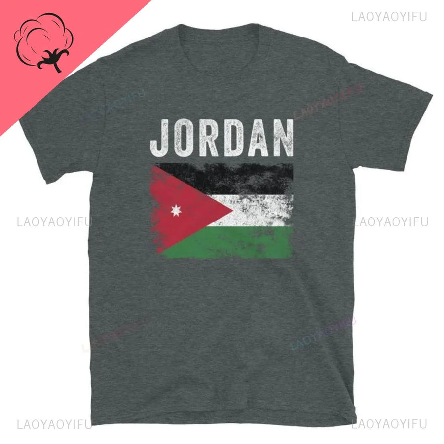 Jordan Flag Cotton T-Shirt – Unisex Patriotic Tee for Sports, Travel & Leisure