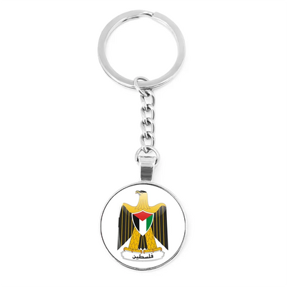 Personalized Art Patterns  Palestine Nation Flag Emblem 25mm Glass Cabohcon Keychain Key Rings for Women Men Jewelry Gift