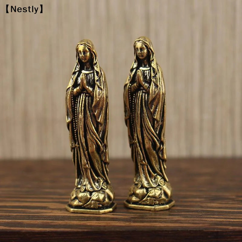 Brass Maria Figurine Pendant Brass Maria Figurine Pure Copper Vintage Virgin Mary Figurine〔Nest〕