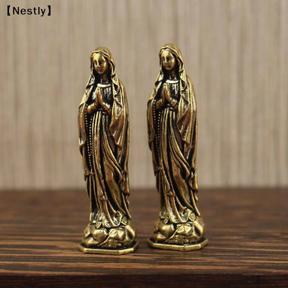 Brass Maria Figurine Pendant Brass Maria Figurine Pure Copper Vintage Virgin Mary Figurine〔Nest〕