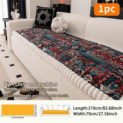1PC-Autumn and winter thick Bohemian style anti slip sofa cushion 2025 new simple and high-end ethnic style cushion